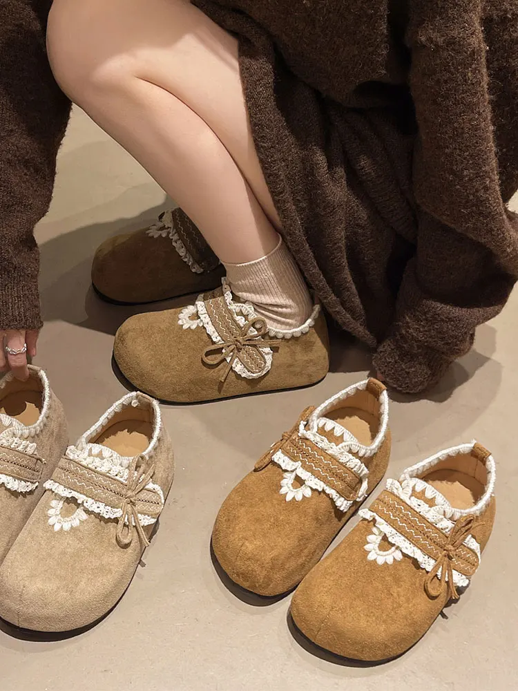 Thick Heel Embellished Women's  Shoes Spring 2026 New Style Retro Loafers Full Wrap Fashionable Casual Footwear
