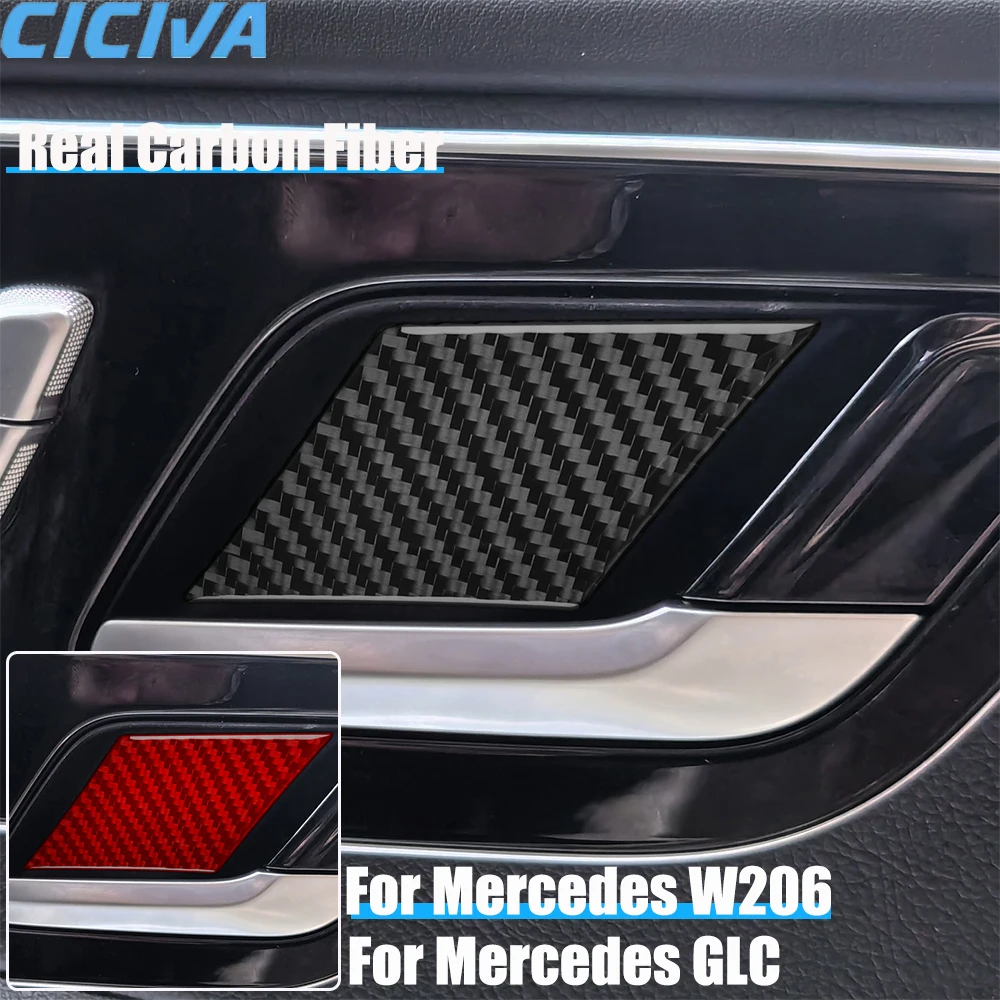 

Real Carbon Fiber Car Accessories Door Handle Bowl Cover Soft Sticker For Mercedes C-class W206 2022 2023 2024 GLC 2023 2024