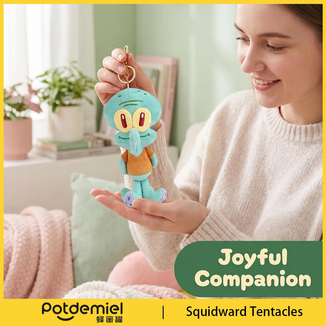 Potdemiel SpongeBob Squidward Tentacles Plush Keychain Backpack Hanger Handbag Pendant Purse Charm Collectible Accessory Mini view 4