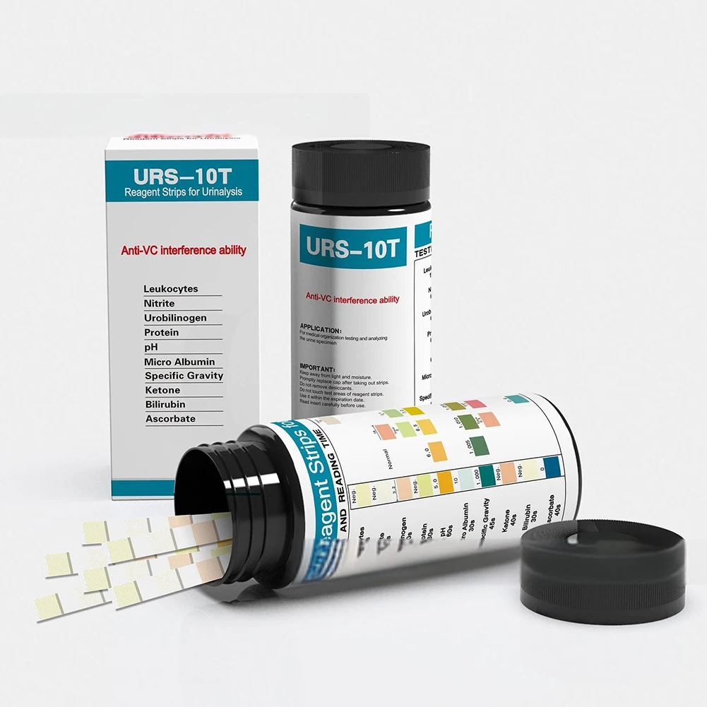 URS 10-In-1 Urine Test Strips Testing UTI Urinalysis Kit For Ketosis PH Protein Indicator Paper Accessories