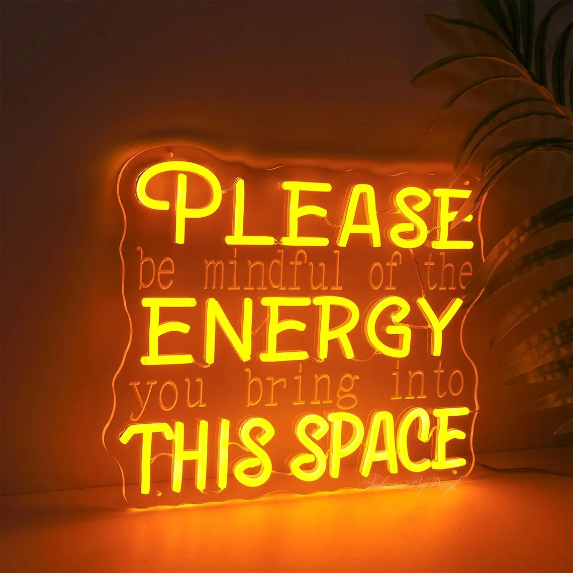 Neon Sign Please Be Mindful Of The Energy You Bring Into This Space, Dorm Room Man Cave Decor, Wall Art Office Wall Neon Decor
