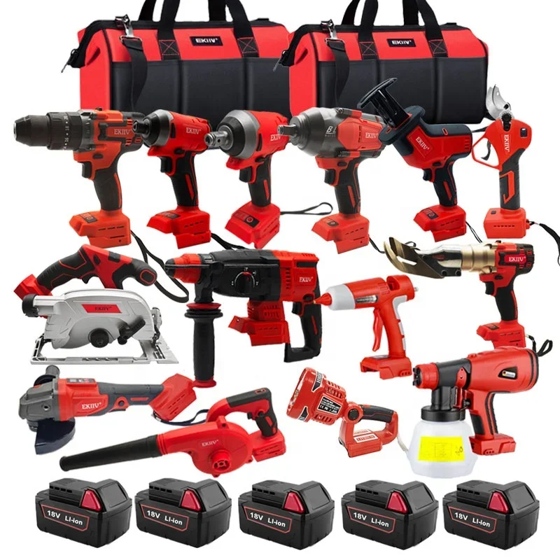 EKIIV 20v cordless drills power tool sets combo kit electric power wrenches concrete impact drill and grinder tool set