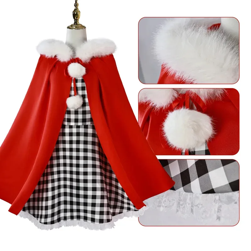

Merry Cindy Cosplay Costumes Red Cloak Women's Christmas Dress Socks Santa Cape Adult Xmas Gifts vl;6