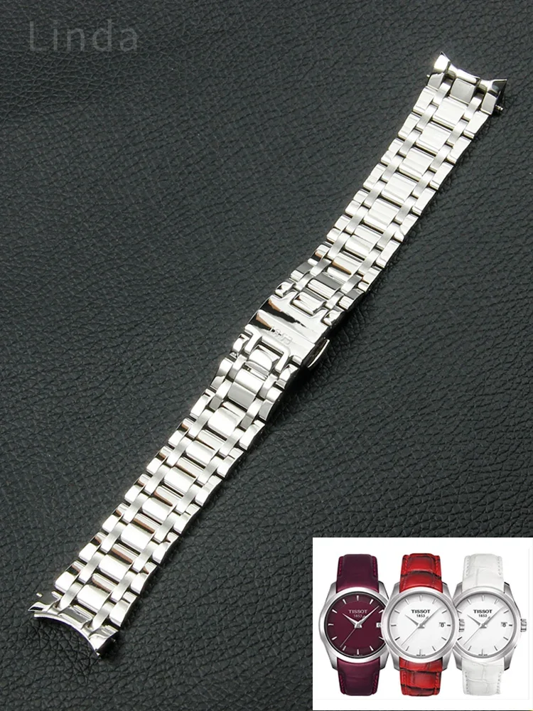 For Tissot 1853 Kutu Female T035 Steel Belt T035210a T035207a Stainless Steel Watch Strap 18mm Female