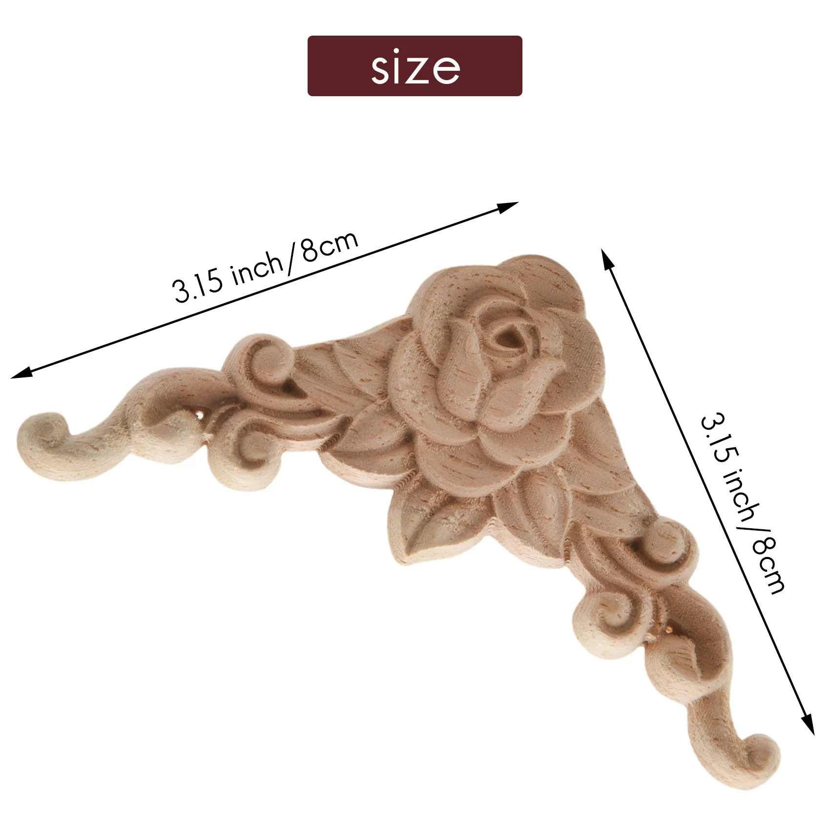 ABFI, 10 Uds., calcomanía Floral tallada en madera, apliques de esquina, marco decorativo, figuritas de madera, gabinete, artesanías decorativas