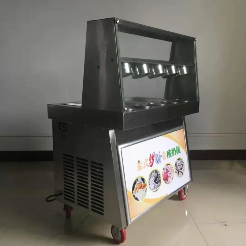 Máquina de helado frito de doble plato plano, máquina de helado frito de plato cuadrado, suministro de fábrica