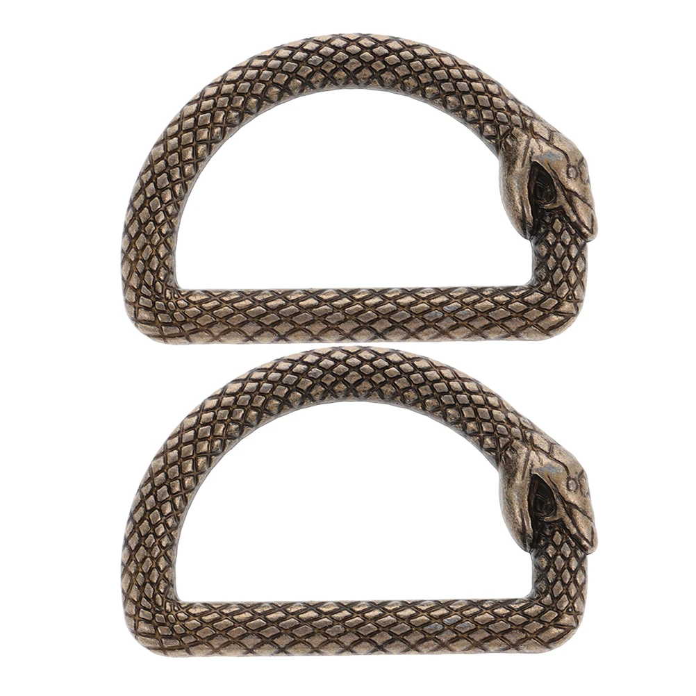 

2 Pcs Metal Snake Pattern Buckle D-shaped Ring Zinc Alloy Bag Hardware for Making