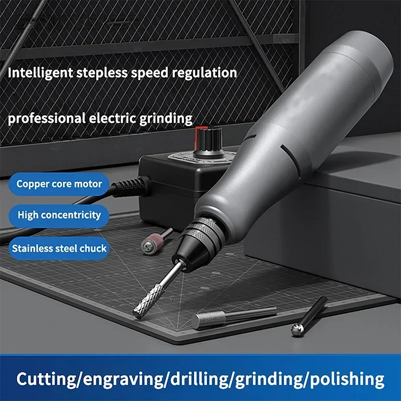 

Handheld Mini Electric Grinder No-load speed up to 18000r/min Home DIY Electric Grinder With 20 Drill Bits Power Angle Tool Kit
