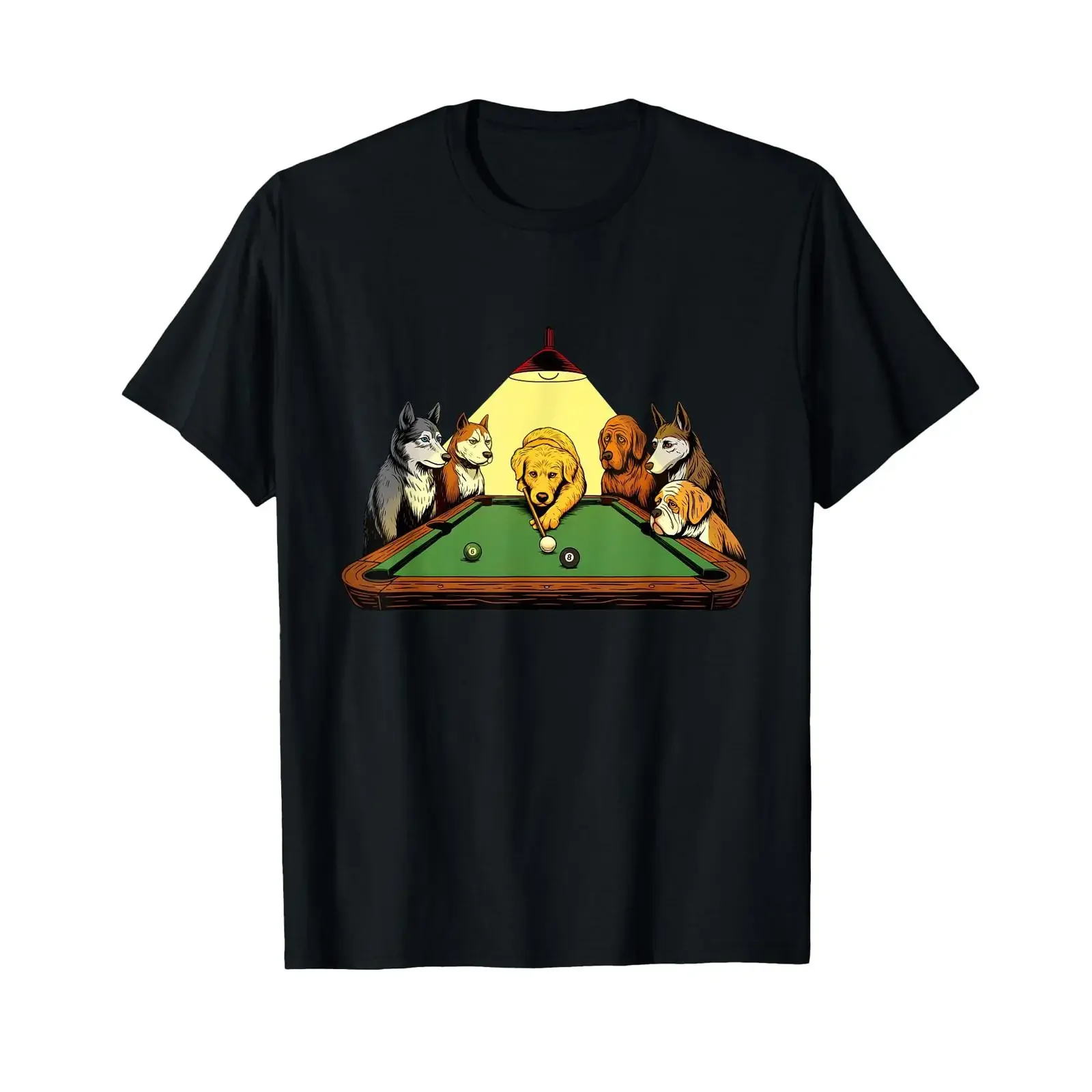 Billiard Dogs 8-Ball-Spiel Pool-Spieler T-Shirt, Vintage-Look, gewaschenes Oberteil für den Alltag, lässige Designerkleidung, Unisex, weich, leicht