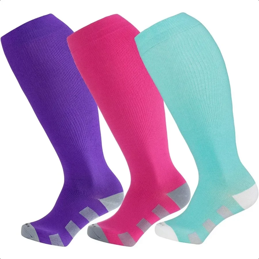 

Wide Calf Comprion Socks for Women Men Extra Large Size port Socks for Nurses Running Pregnant Travel 1520 mmHg
