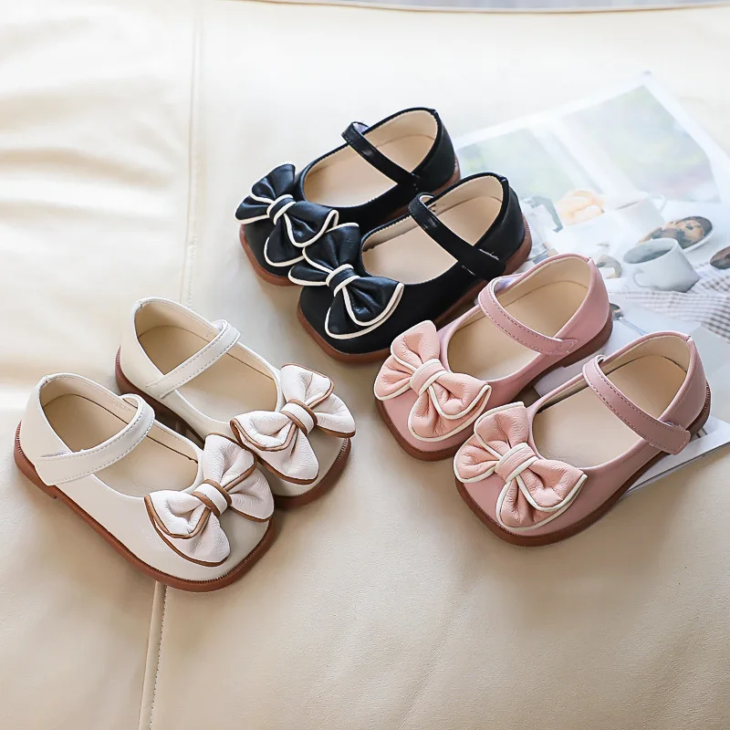 Kids Leather Shoes Spring 2023 Popular Soft Sole Kids Shoes Fashion Princess Shoes Bow Knot Girls Mary Janes Shoes детская обувь