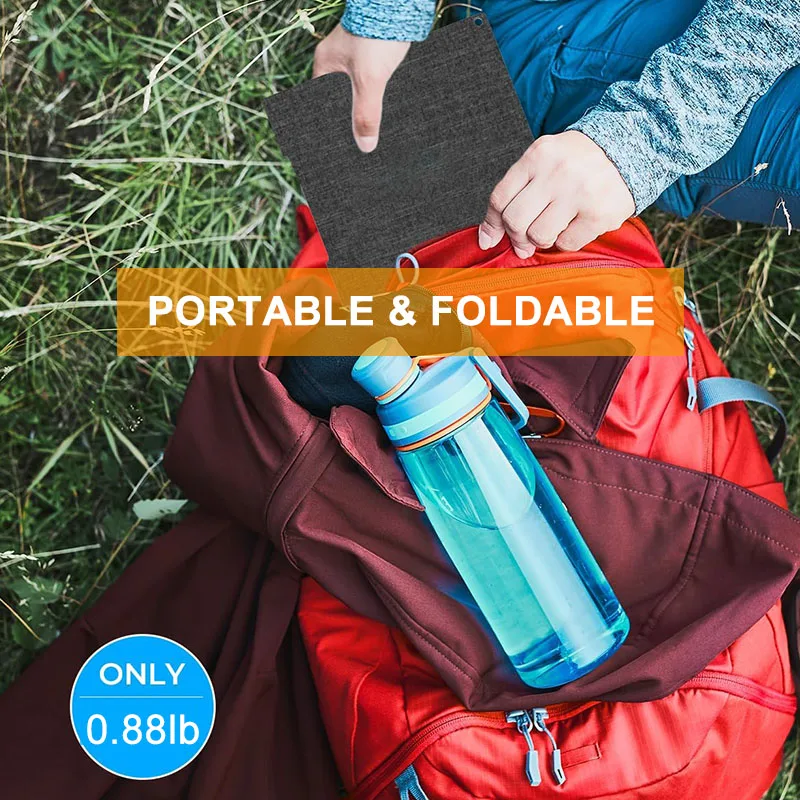 Painéis de carregador solar 15W com USB C USB A Carregamento rápido Painéis de energia de emergência dobráveis para acampamento Mochila iPhone Samsung