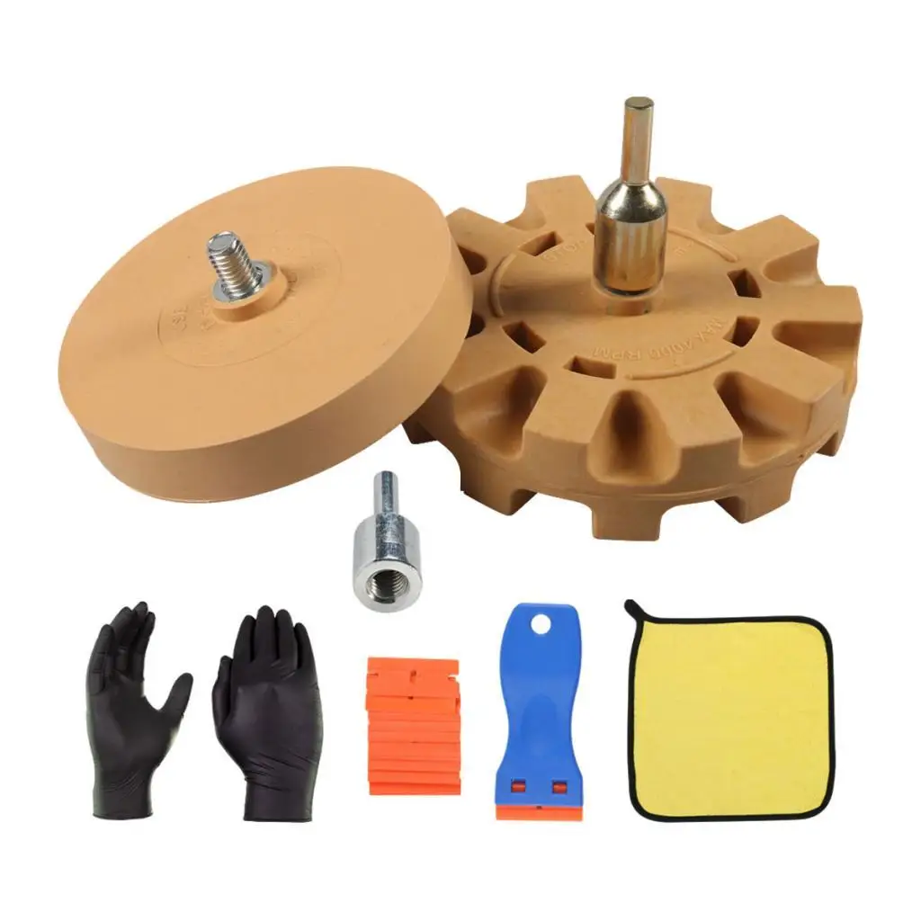 Car Decal Remover Eraser Wheel Kit Adhesive Sticker Removal Tool with Scraper and Gloves for All Vehicle Surfaces