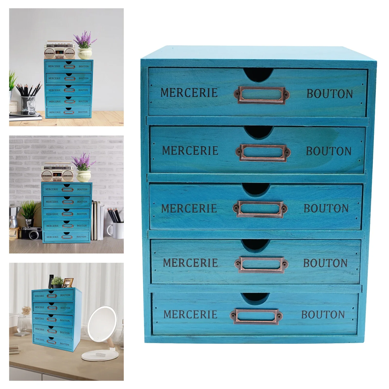 

Винтажный настольный органайзер с 5 ящиками, шкаф для хранения в стиле ретро из соснового дерева для столешницы, аптекар, шкаф для каталога библиотечных карточек