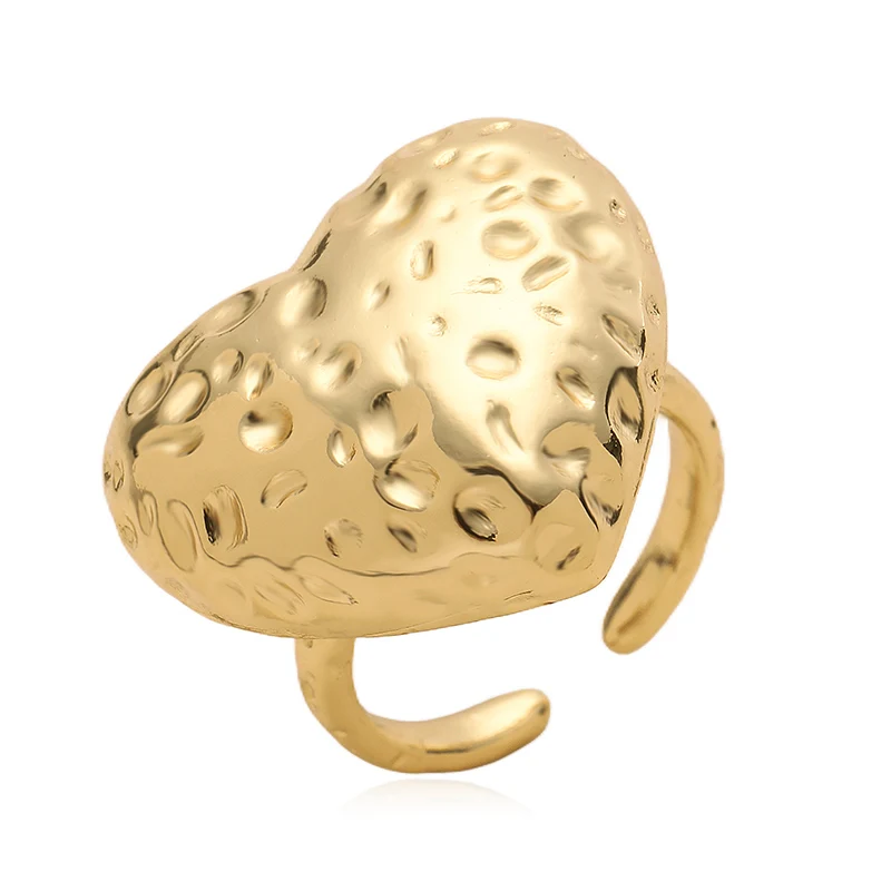 HECHENG، افتتاح حلقة معدنية قابلة للتعديل نمط القلب القمر للجنسين زوجين خواتم جو بسيط 1 قطعة