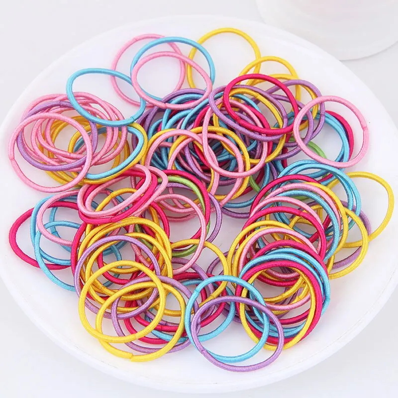 250/300 Stuks Meisjes Kleurrijke Haarbanden Set Nylon Elastische Rubberen Band Kinderen Paardenstaart Houder Scrunchies Kinderen Haaraccessoires