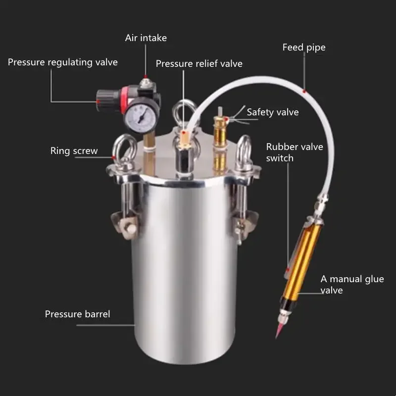 Imagem -03 - Máquina Dispensadora Manual de Grande Fluxo Máquina de Revestimento de Cola Líquida Pneumática Pressão do Aço Inoxidável