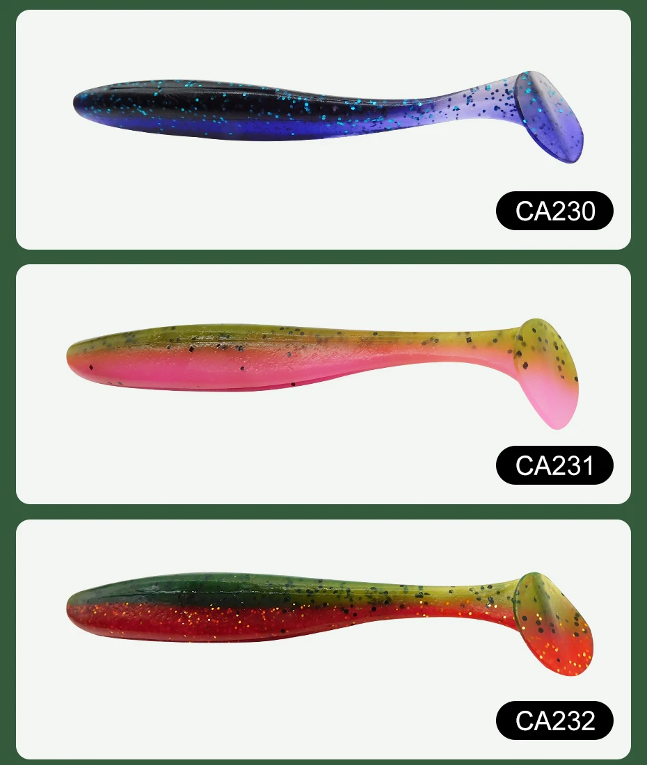 ESFISHING Angelköder ES Easy Shiner 100mm 6 Stück T-Tail Shad Plastikköder Pesca für Hecht Barsch Zander – Detail 10