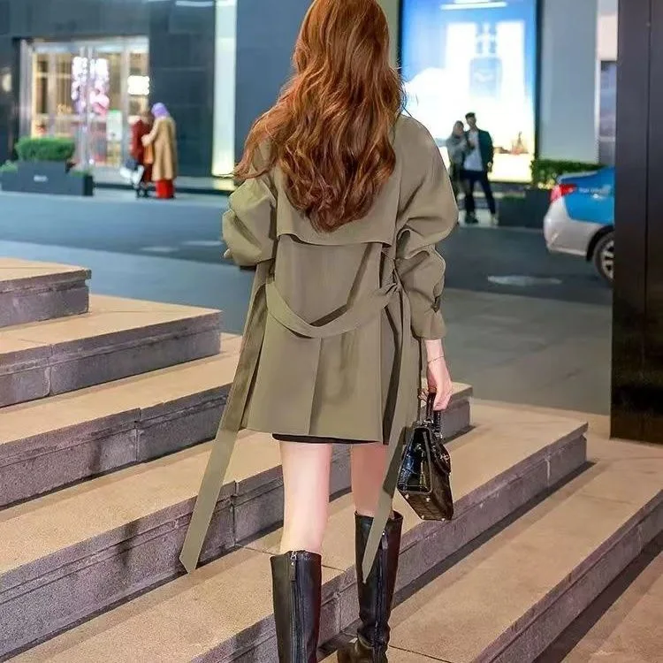 Trench Coat Small Women Spring and Autumn Medium and Long Korean Version Fashion Foreign Style Coat Design Sense