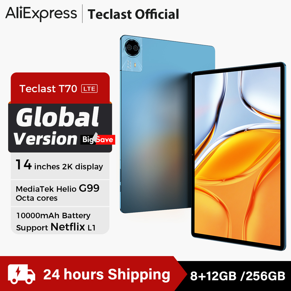 Teclast T70 Tablet 14" FHD Display Android 14 MTK Helio G99 8GB/256GB 10000mAh Battery 18W 4G LTE Global Version