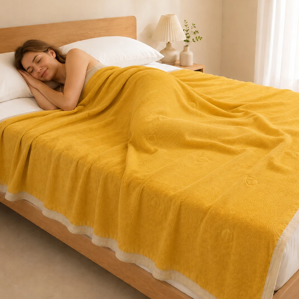 Waffle Weave Comforter Antibacterial Soft Breathable Lightweight Cozy Quilt Soybean Fiber Warm Blanket for Bed Sofa Travel Use