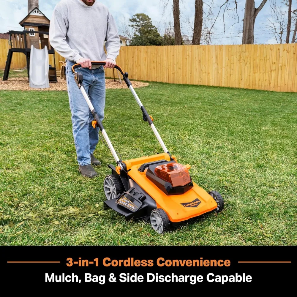 Mesin Pemotong Rumput Tanpa Kabel LawnMaster CLMF4821A 48V 21-Inci 3-in-1 dengan 4 Baterai 24V 4.0Ah untuk Hingga 1/2 Acre