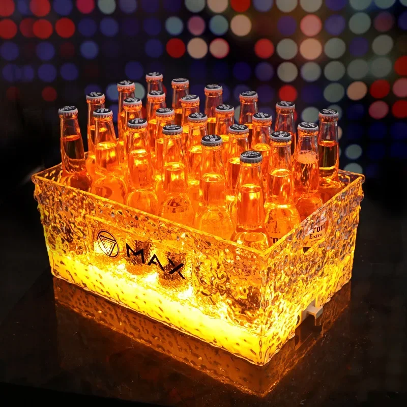 Bar new luminous ice pattern ice bucket LED beer nightclub KTV party PC plastic drop-resistant
