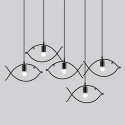 Creative American Country Retro Industrial Style Light  Nordic Iron Fish Chandelier Personalized Modern Simple Lighting Fixtures