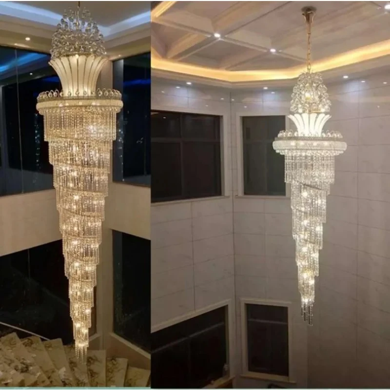 ヨーロッパビッグ照明大ゴールドインペリアル K9 クリスタルシャンデリアホテルホールリビングルーム階段ペンダントランプデコラ