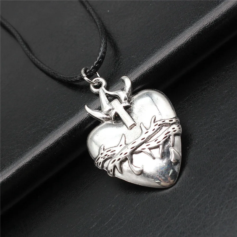 1pcs Gothic Thorns Heart Cross Charms Choker Neck Men Accessories Accessories For Jewelry For You Chain Length 45+4cm