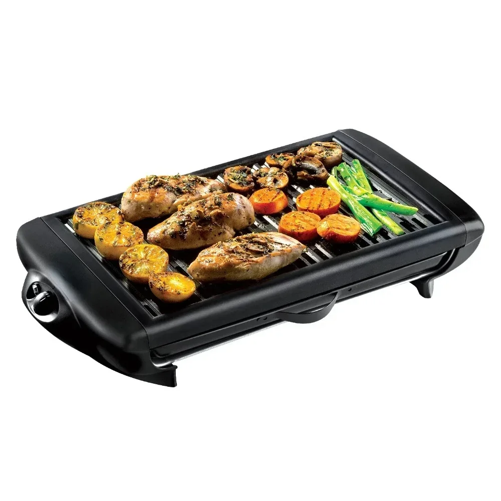 Electric Indoor Grill Smokeless with Non-Stick Cooking Surface Adjustable Temperature for Healthy Cooking