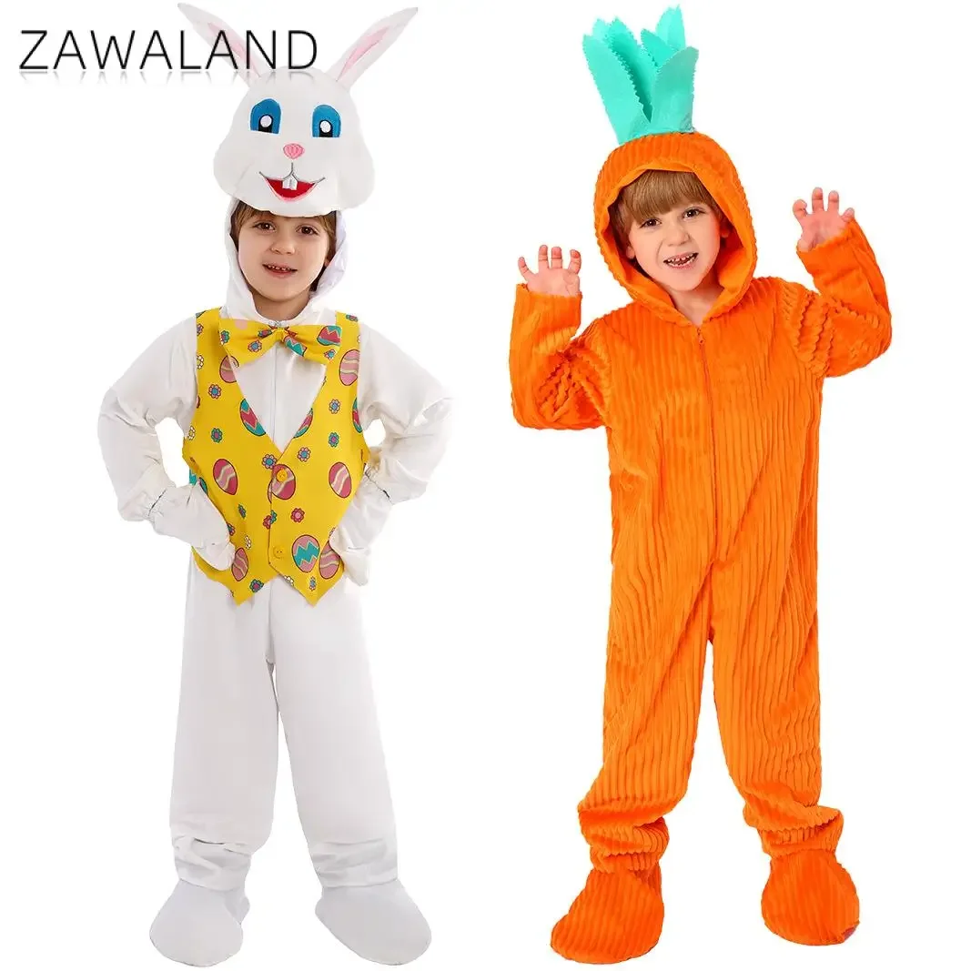

Zawaland Пасхальный костюм для вечеринки, комбинезон для косплея с белым кроликом, карнавальный костюм Пурима, сценический костюм с морковным кроликом, маскировочная одежда