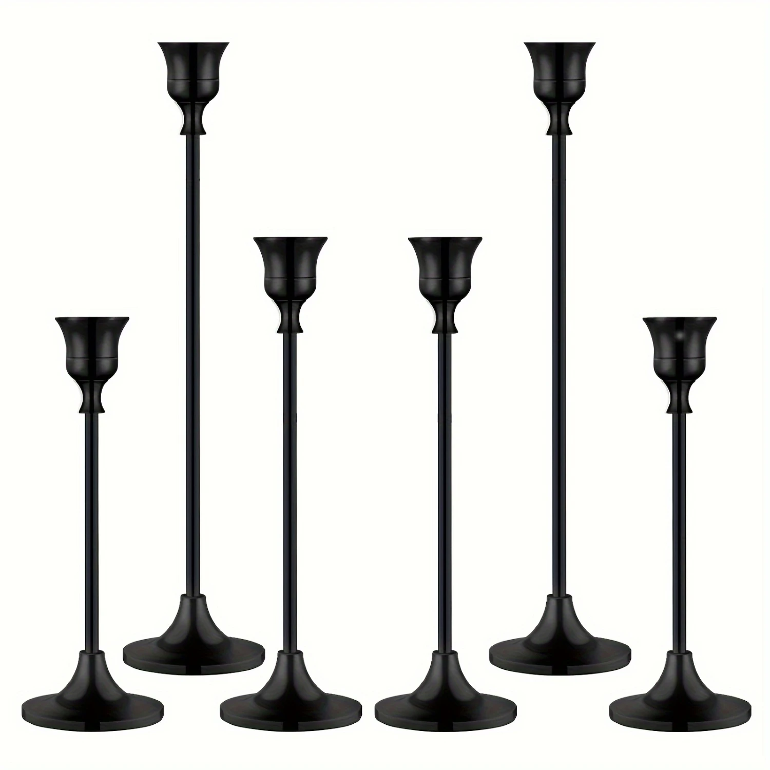 

6pcs/set Candle Holder, Tapered Metal Candlestick, For Centerpiece, Candlelight Dinner Photo Props, Wedding Anniversary Birthday