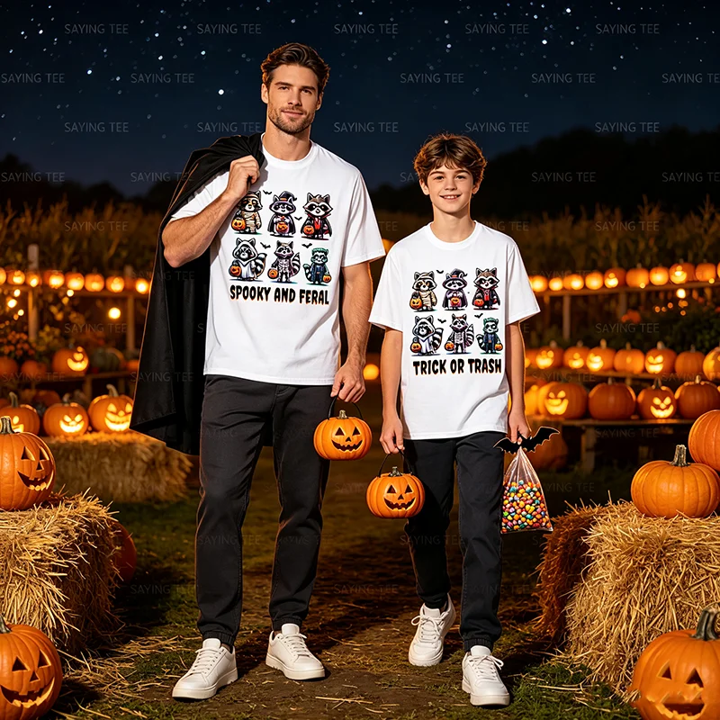 Trick or Trash Halloween Lustiges Waschbär-Herbst-T-Shirt, Y2k Niedliches Waschbär-Halloween-T-Shirt, Trendiges Gruseliges und Wildes T-Shirt – Detail 4