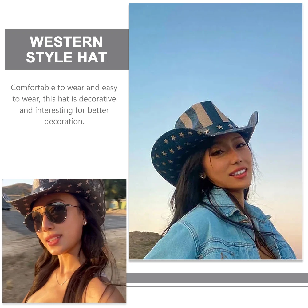 

1Pcs Fun Decor Cowboy Hat Straw Unisex Vintage Western Style for Themed Parties