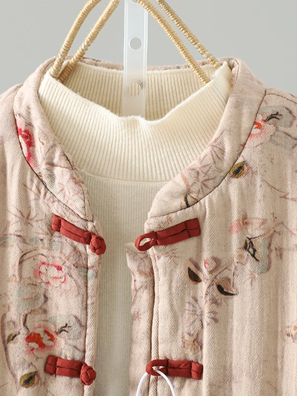 ملابس صينية جديدة راقية على الوجهين من القطن والكتان فضفاضة مستديرة Ne للسيدات Jaet National Sle Thiened Long Sv... #2