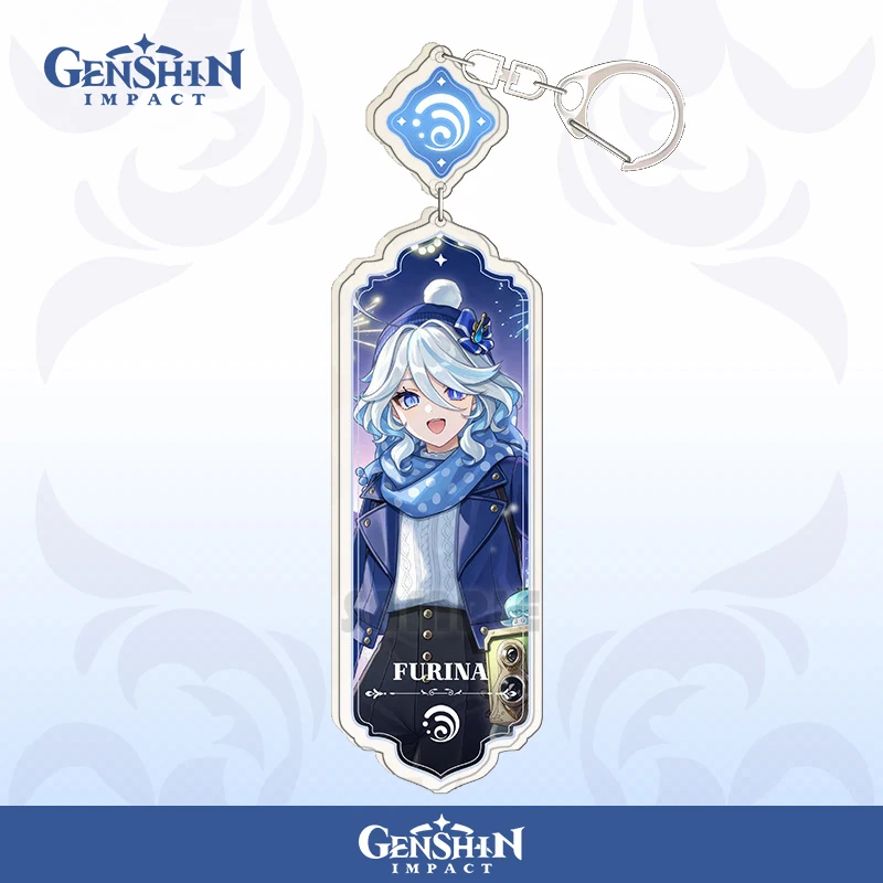 

Anime Genshin Impact Clorinde Kirara Lynette Cosplay Game acrylic new year earrings keychain Long strip pendant