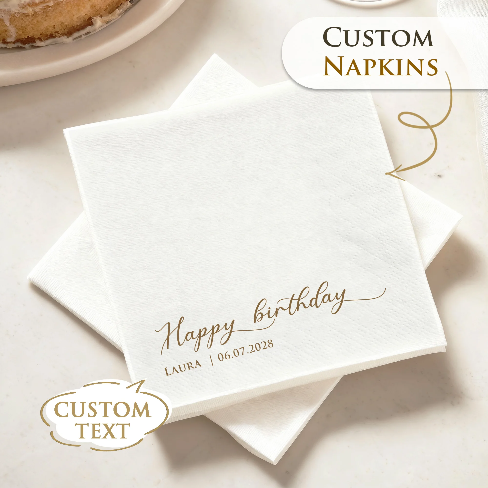 

Custom Paper Napkins for Birthday Custom Napkins of Cocktail Disposable Napkins, for Cocktail Party Baby Shower Wedding