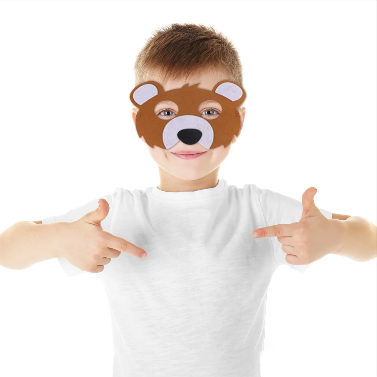 4 Pcs The Mask Cartoon Masks Children Performance Props Animal Shape Felt 18*135CM Facial