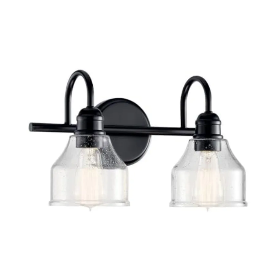 

Avery 15" 2 Light Bathroom Vanity Light in, Vintage Bathroom Wall Mount Fixture with Clear Seeded Glass, 15" W x 9.25" H,45972B