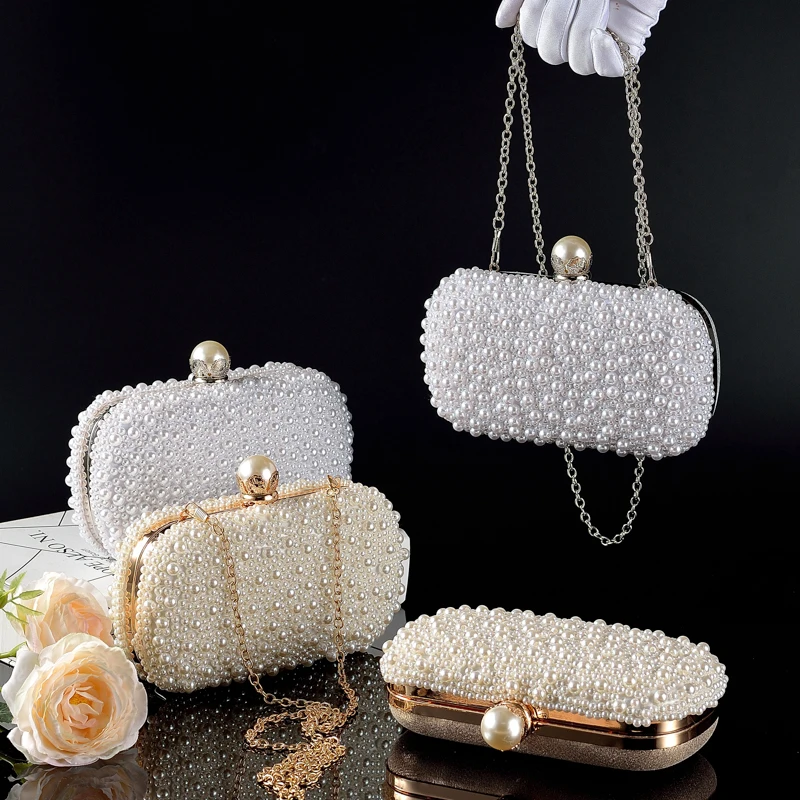 Women\'s Evening Bag Party / Evening Pearls Pearl White Pink/Beige/White