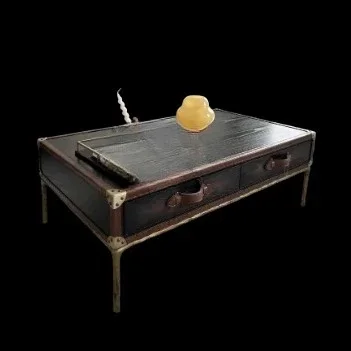 

Средневековый ретро-кожаный журнальный столик из масляного воска, высококачественный кожаный чехол для журнального столика, американский железный кованый декоративный шкаф