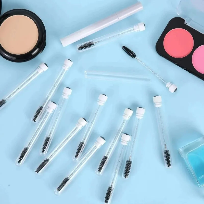 50 Stück Wiederverwendbare Wimpernbürsten mit Behälter für Wimpernverlängerung, Einweg-Mascara-Applikatoren, Augenbrauenbürsten – Detail 3