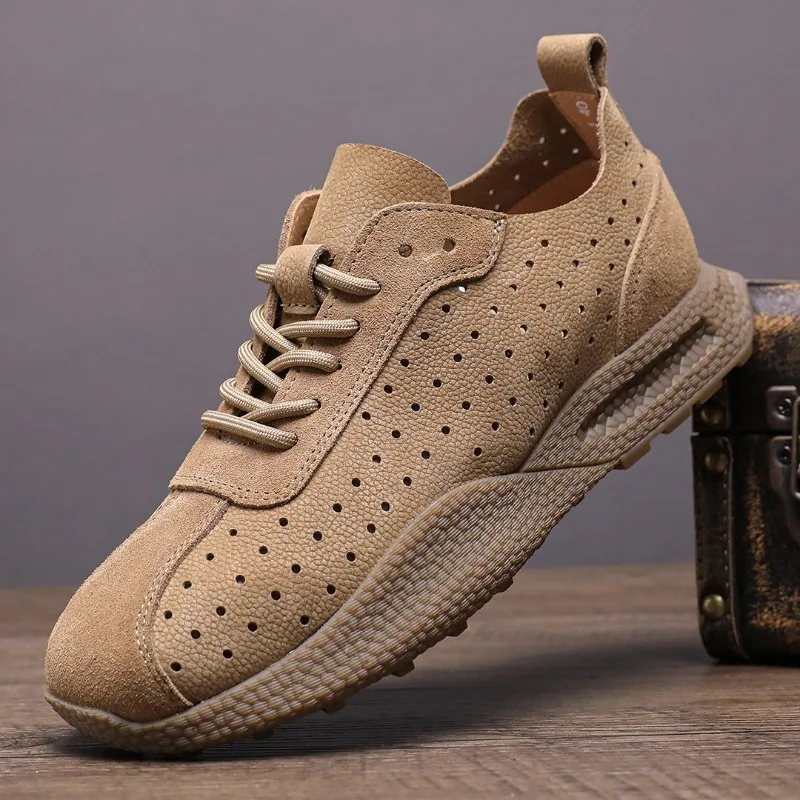 

Top Quality Mens Leather Shoes 2026 New Thick Sole Height Increasing Sports Shoes Genuine Leather Casual Breathable Sneakers Men