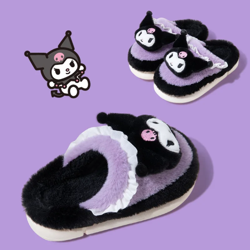 Children'S Slippers Sanrio Melody Kuromi Hello Kitty Toy Accessories Cute Plush Series Slippers Winter Warmth Wholesale Present