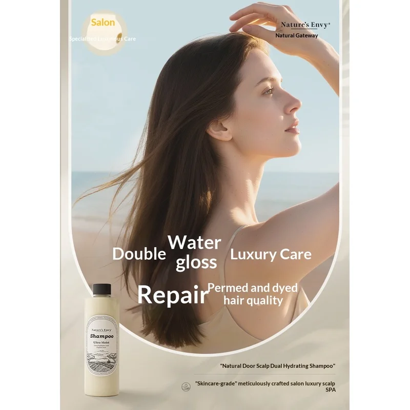 Nature's Envy Ultra-Moist Shampoo 281ml Hydrating Repair Shampoo for Dry Damaged Color Treated Hair with Grape Seed Extract