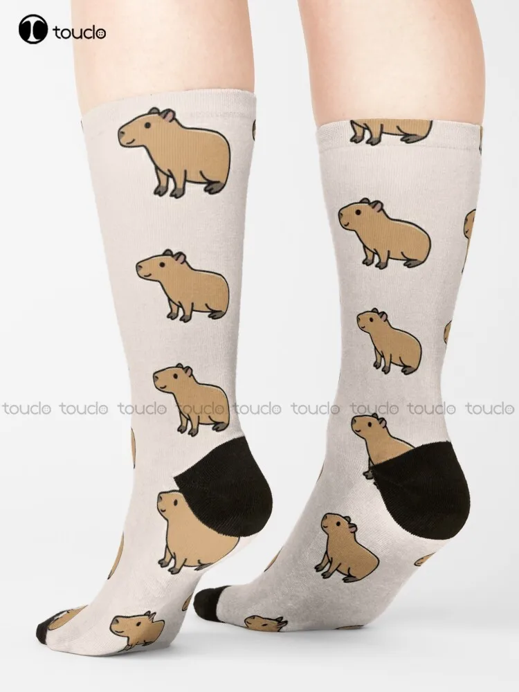 Capybara Capybara Capybaras South America Socks Soccer Socks Girls Cute Pattern Funny Autumn Best Cartoon 360° Digital Print Art