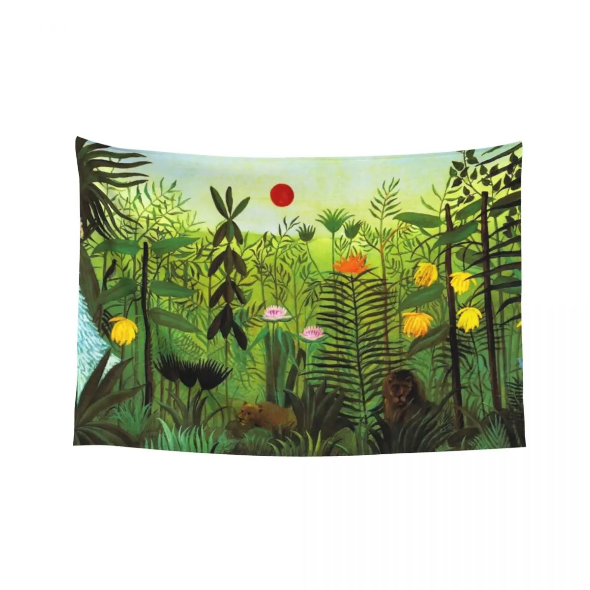 

Henri Rousseau Exotic Landscape with Lion and Lioness in Africa, 1903-1910 Tapestry Room Decor Wall Tapestries Tapestry