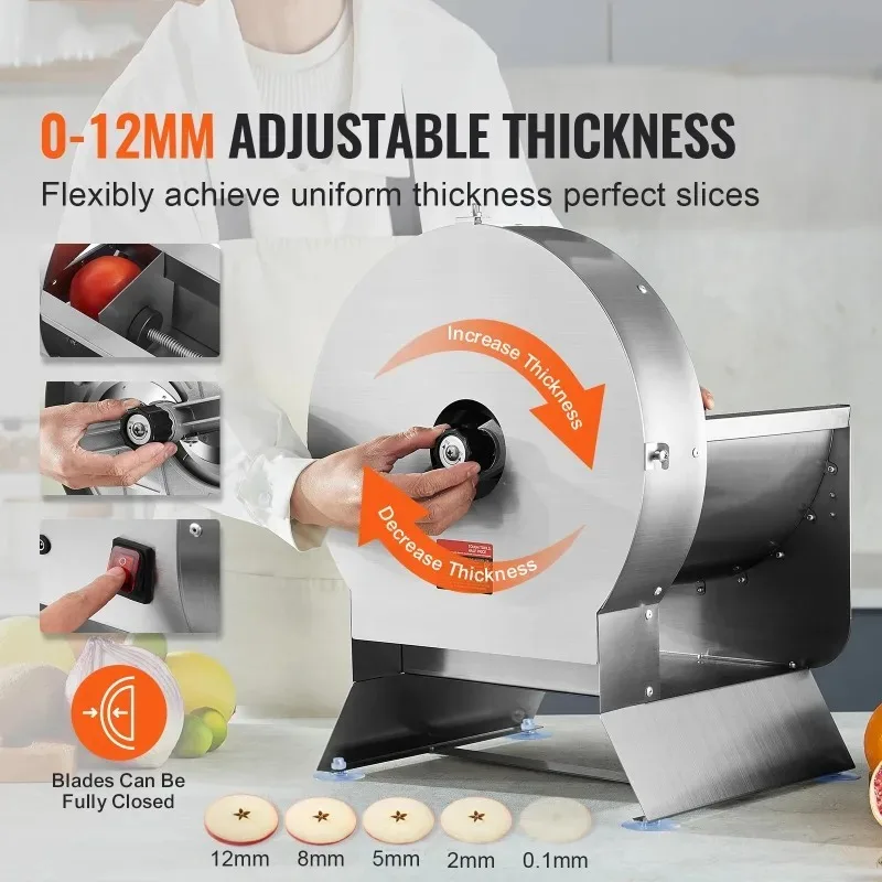 【Premium】SucceBuy Electric Veget le Slicer 0-12mm Thickness Adjust le Commercial Slicer  hine Convertible to Manual Food Cutter
