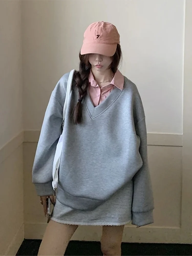 Ay Ne Sweatshirt Feminino Solto Sle Preguiçoso Outono Coreano College Sle Tamanho Pequeno Casacos Casuais Casaco Confortável